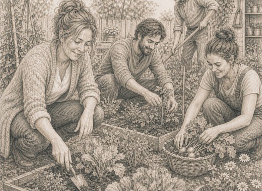Samen werken in de moestuin